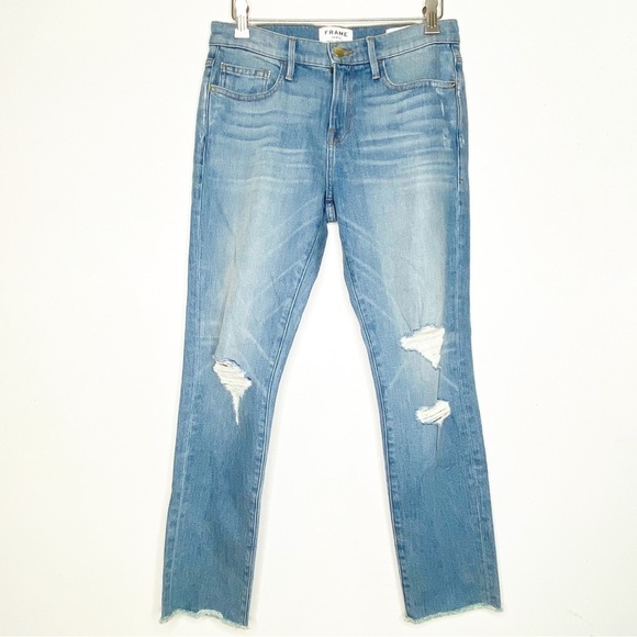 FRAME Le Boy Raw Edge Voss distressed jeans - Picture 1 of 12
